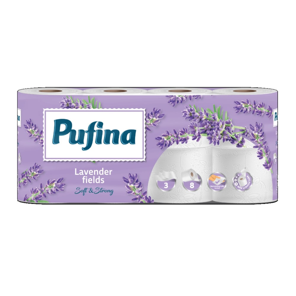 Pufina hartie igienica 3str 8role lavanda