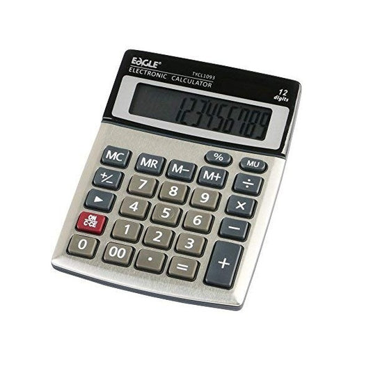 Calculator de birou Eagle, 12 digiti, alimentare baterie + solar, ecran inclinat