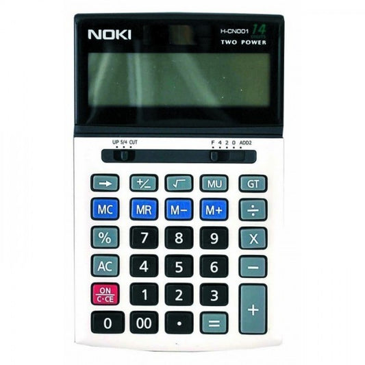Calculator de birou Noki , 14digiti, alimentare baterie și solar, ecran înclinat