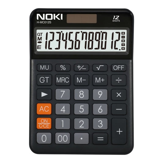 Calculator de birou Noki, 12 digiti, alimentare baterie și solar, ecran înclinat