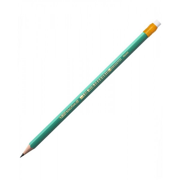 Creion grafite Bic evoloution , verde , cu guma de șters