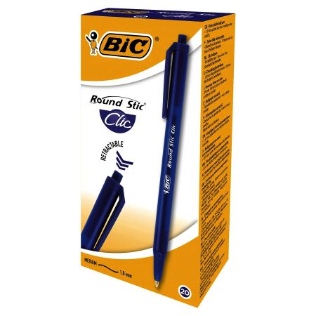 Pix cu mecanism BIC round stoc clic , albastru , 20buc/set